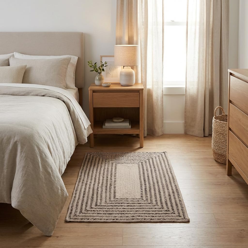 Raleigh Brown Cotton Braided Rug 20" X 30" #shape_Rectangle