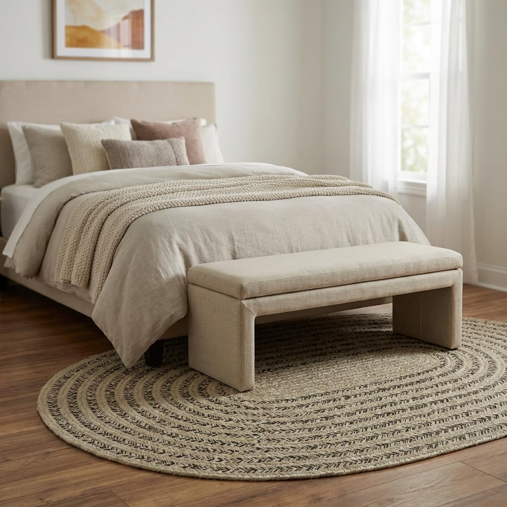 Raleigh Brown Cotton Braided Rug 5' x 7' #shape_Oval