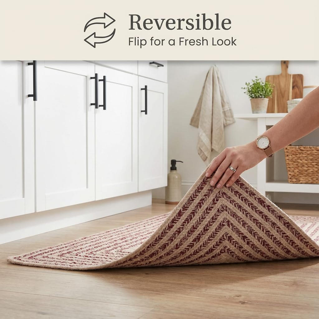 Raleigh Burgundy Cotton Braided Rug 2' X 3' #shape_Rectangle