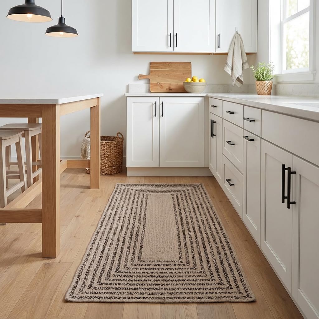Raleigh Brown Cotton Braided Rug 2' X 4' #shape_Rectangle