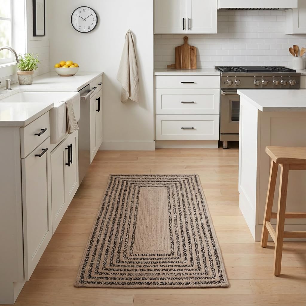 Raleigh Black Cotton Braided Rug 2' X 4' #shape_Rectangle
