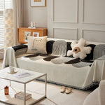 Soft Chenille Tassel Trim Sectional Sofa Protector Couch Covers for Cats Cozy Blanket Sofa Throws