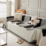 Soft Chenille Tassel Trim Sectional Sofa Protector Couch Covers for Cats Cozy Blanket Sofa Throws