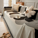 Soft Chenille Tassel Trim Sectional Sofa Protector Couch Covers for Cats Cozy Blanket Sofa Throws