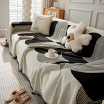 Soft Chenille Tassel Trim Sectional Sofa Protector Couch Covers for Cats Cozy Blanket Sofa Throws