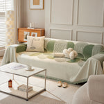 Soft Chenille Tassel Trim Sectional Sofa Protector Couch Covers for Cats Cozy Blanket Sofa Throws