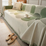 Soft Chenille Tassel Trim Sectional Sofa Protector Couch Covers for Cats Cozy Blanket Sofa Throws