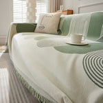 Soft Chenille Tassel Trim Sectional Sofa Protector Couch Covers for Cats Cozy Blanket Sofa Throws