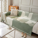 Soft Chenille Tassel Trim Sectional Sofa Protector Couch Covers for Cats Cozy Blanket Sofa Throws