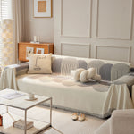 Soft Chenille Tassel Trim Sectional Sofa Protector Couch Covers for Cats Cozy Blanket Sofa Throws