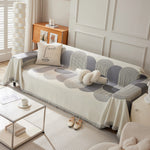 Soft Chenille Tassel Trim Sectional Sofa Protector Couch Covers for Cats Cozy Blanket Sofa Throws