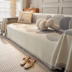 Soft Chenille Tassel Trim Sectional Sofa Protector Couch Covers for Cats Cozy Blanket Sofa Throws