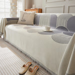 Soft Chenille Tassel Trim Sectional Sofa Protector Couch Covers for Cats Cozy Blanket Sofa Throws