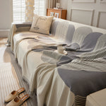 Soft Chenille Tassel Trim Sectional Sofa Protector Couch Covers for Cats Cozy Blanket Sofa Throws