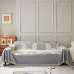 Soft Chenille Tassel Trim Sectional Sofa Protector Couch Covers for Cats Cozy Blanket Sofa Throws