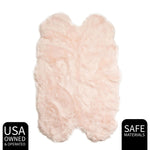 Light Pink Serene Faux Fur Solid Fake Sheepskin Rug