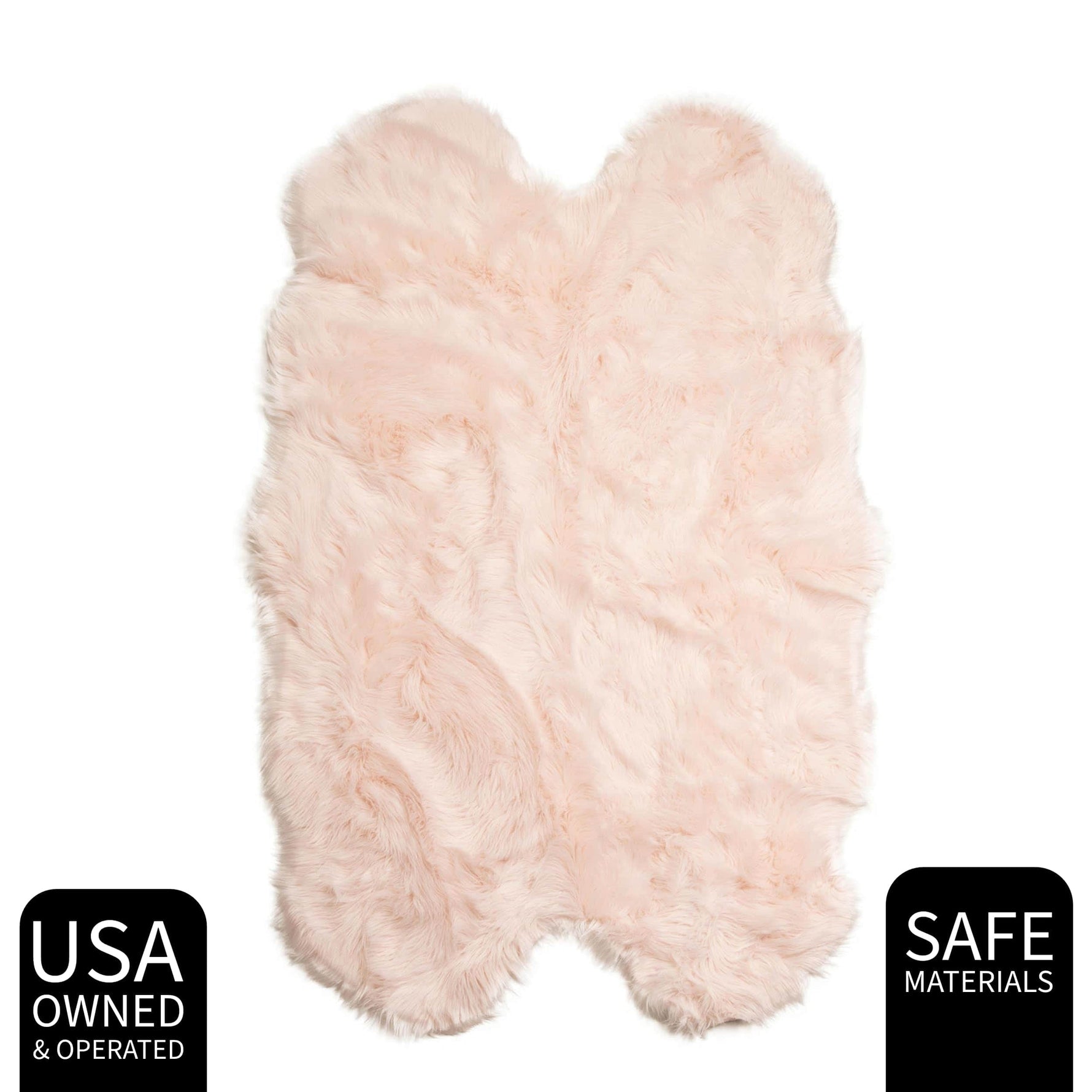 Light Pink Serene Faux Fur Solid Fake Sheepskin Rug