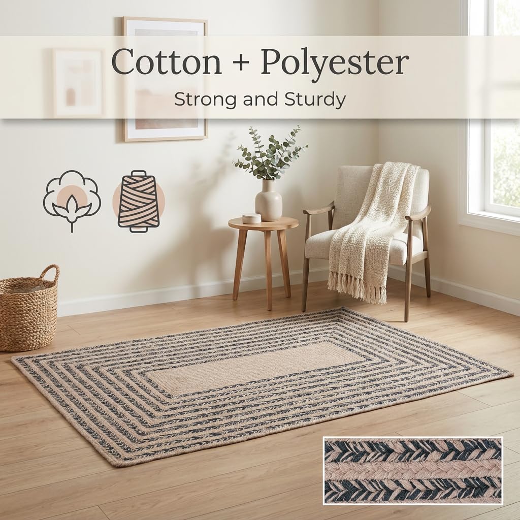 Raleigh Green Cotton Braided Rug 20" X 30" #shape_Rectangle