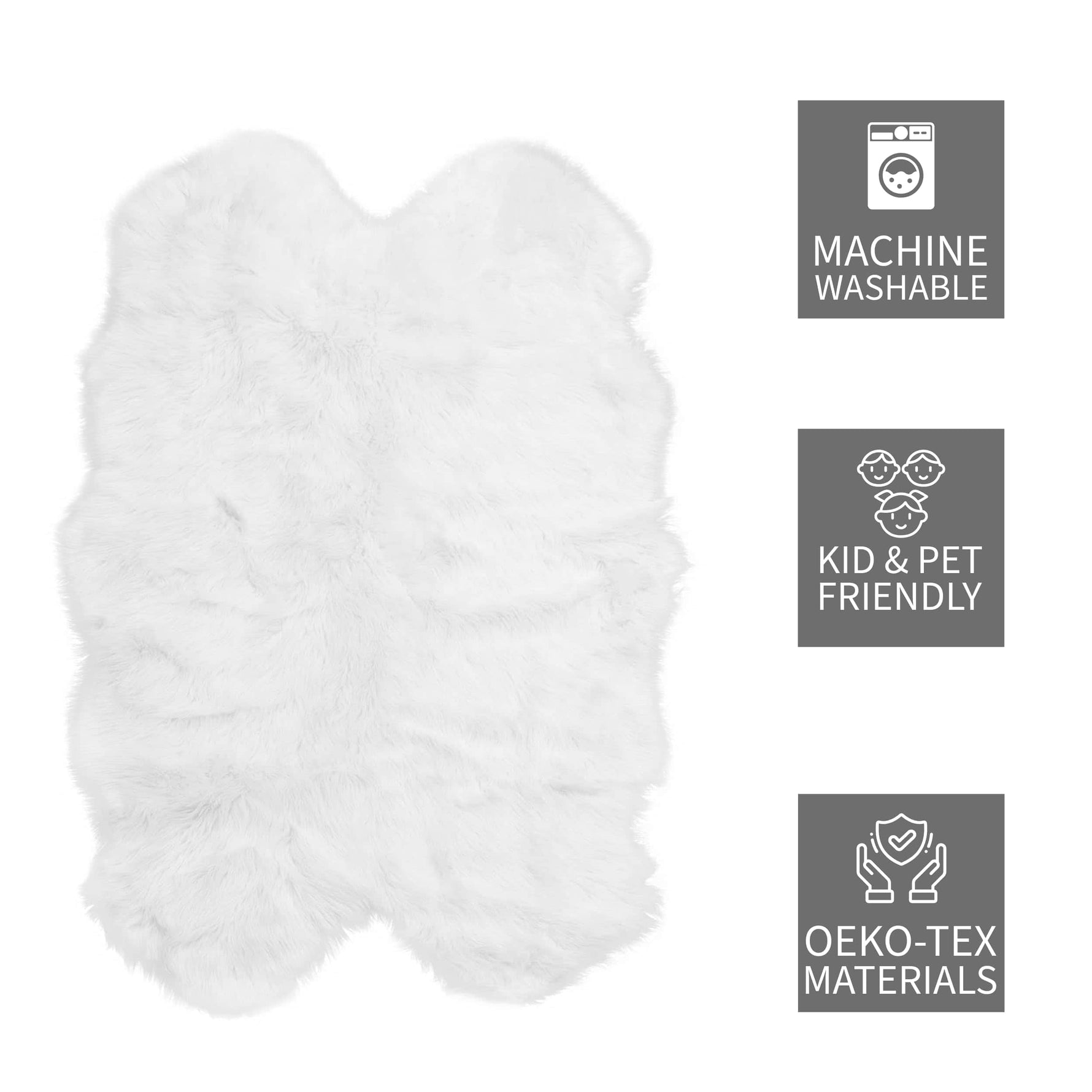 Ivory Serene Faux Fur Solid Fake Sheepskin Rug