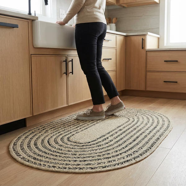 Raleigh Black Cotton Braided Rug 20" X 30"