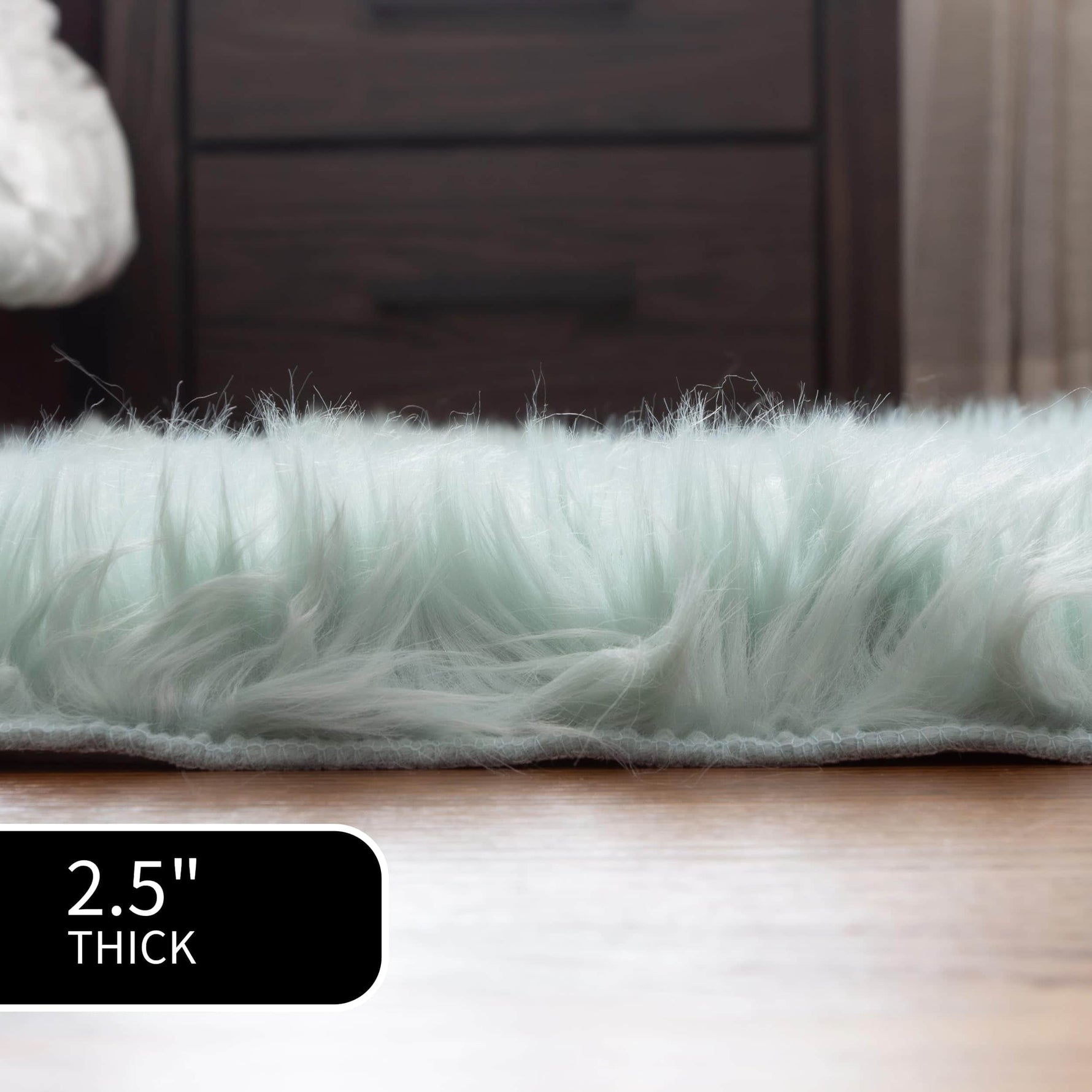 Teal Serene Faux Fur Solid Fake Sheepskin Rug