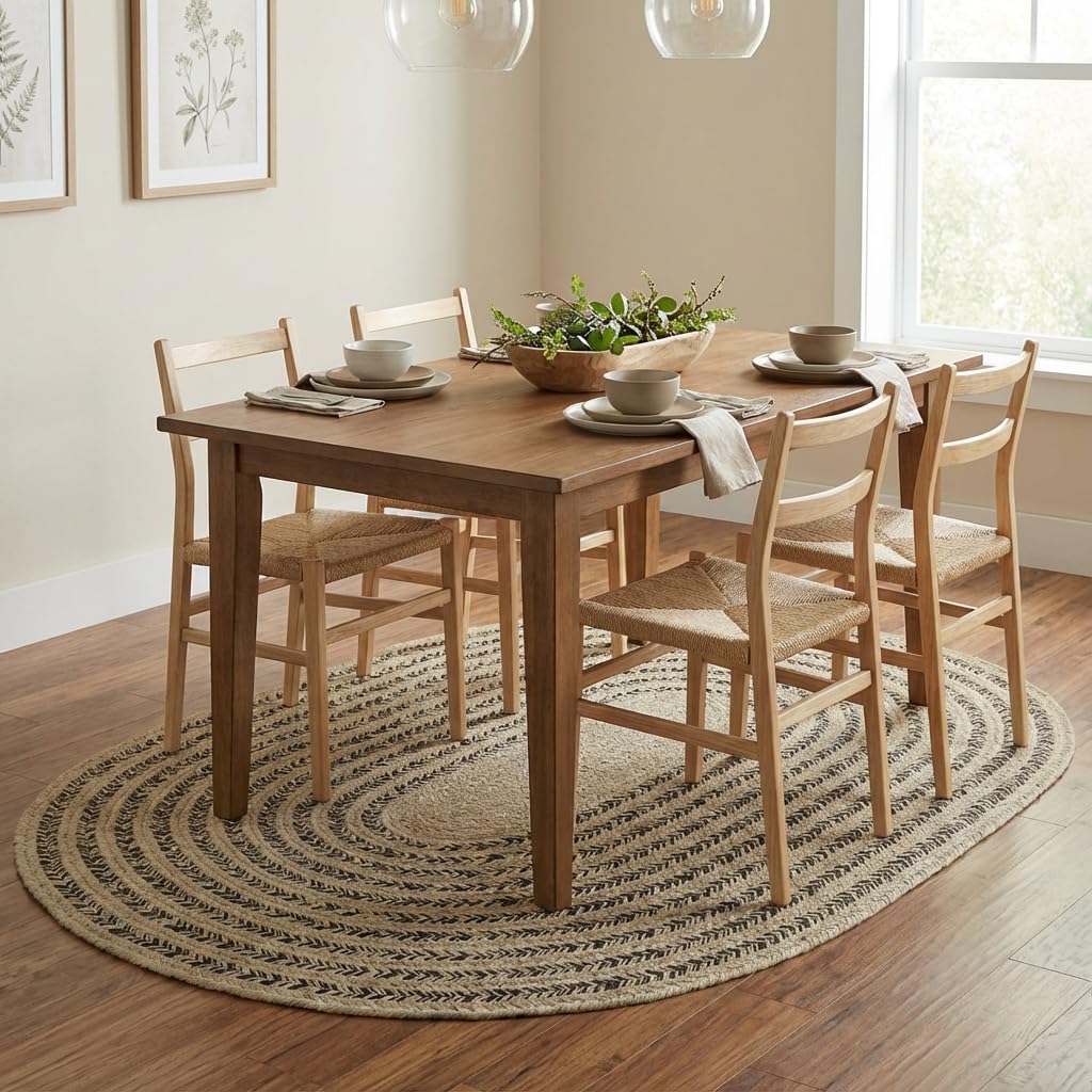 Raleigh Brown Cotton Braided Rug 5' x 7' #shape_Oval