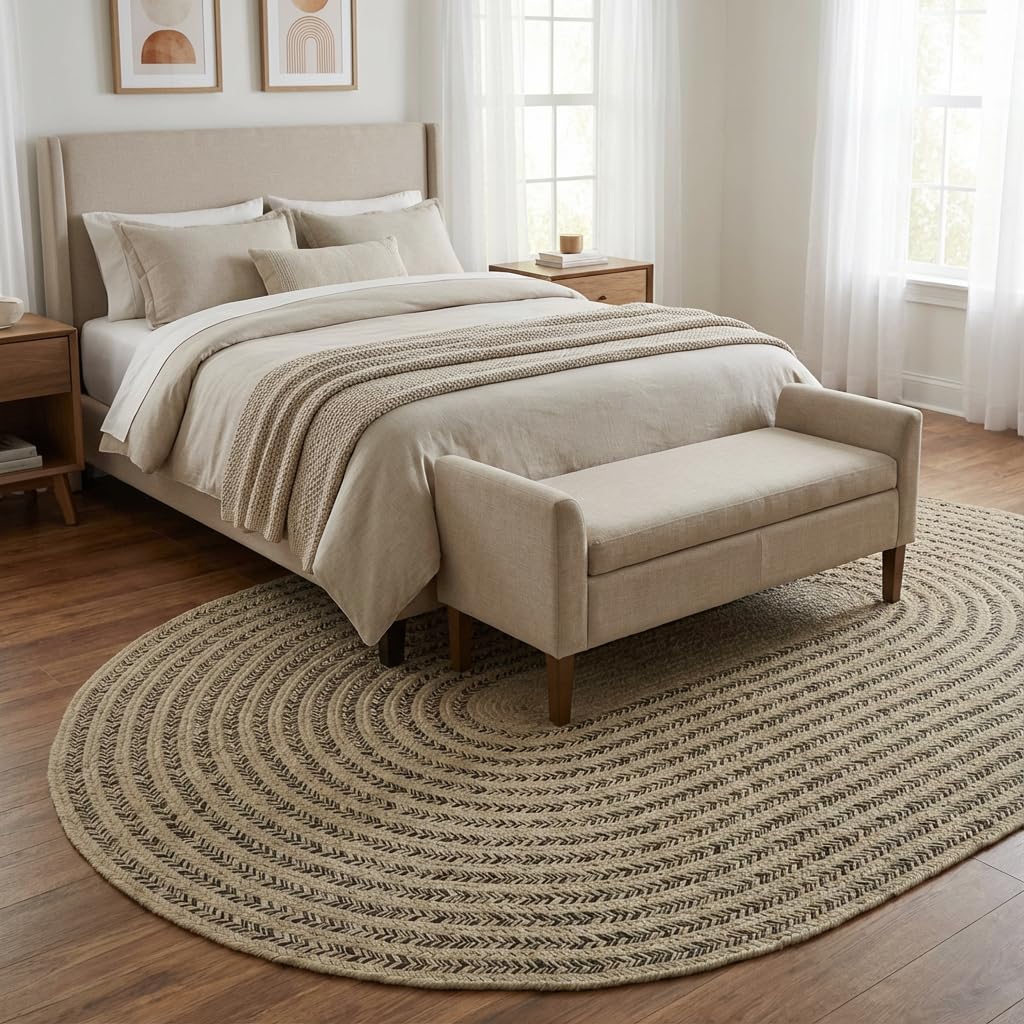 Raleigh Brown Cotton Braided Rug 6' x 9' #shape_Oval