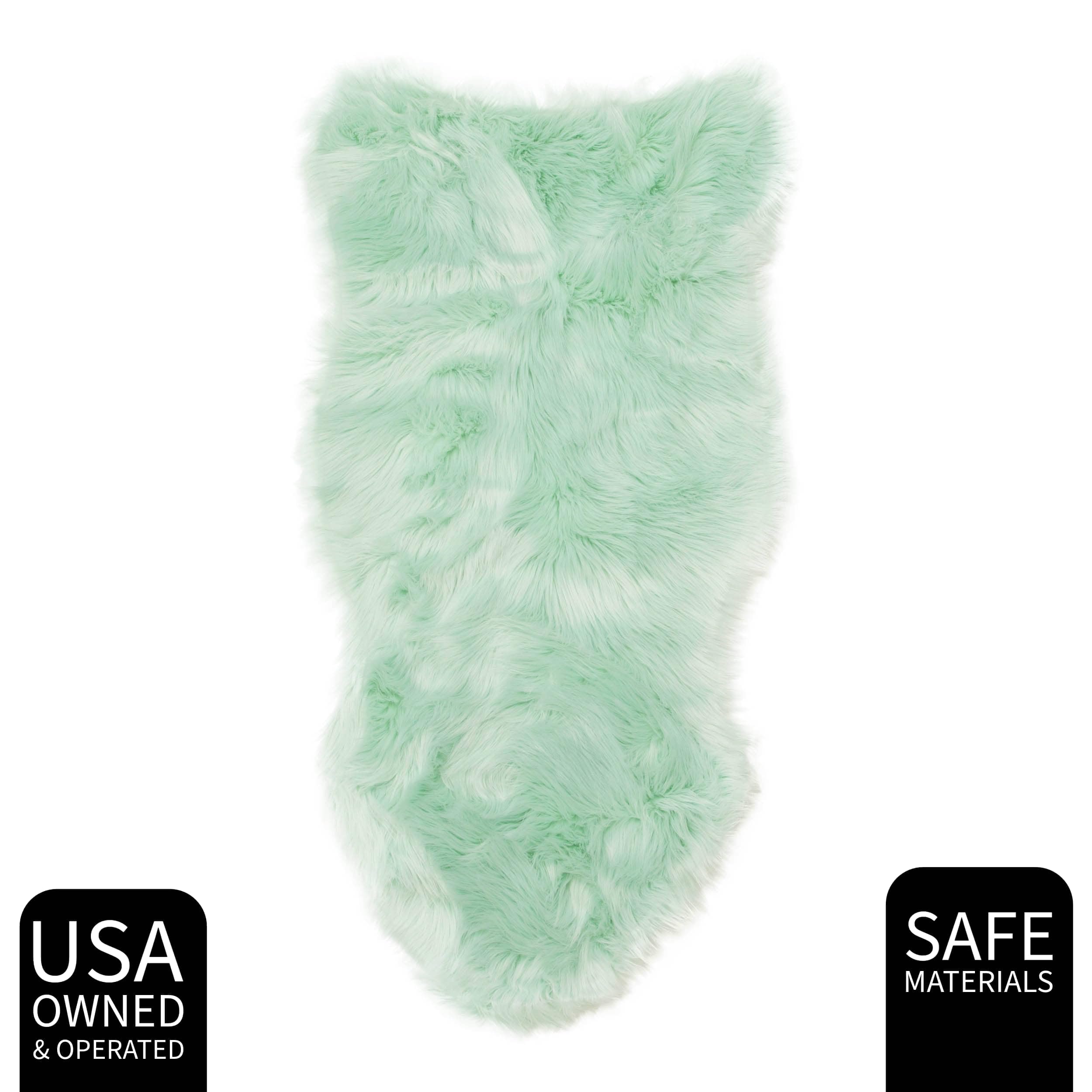 Mint Green Serene Faux Fur Solid Fake Sheepskin Rug