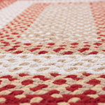 Red, Cream Braided Rug - Soft Cotton Bordered Area Rug for Rustic Farmhouses