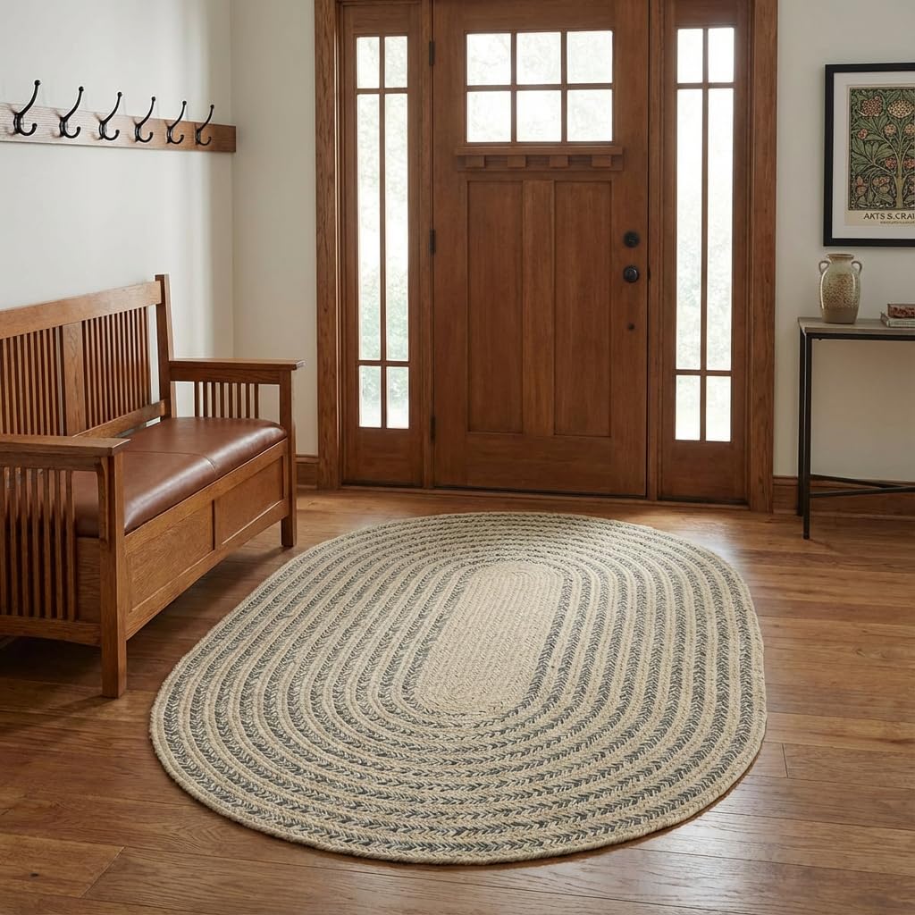 Raleigh Charcoal Cotton Braided Rug 3' X 5' #shape_Oval