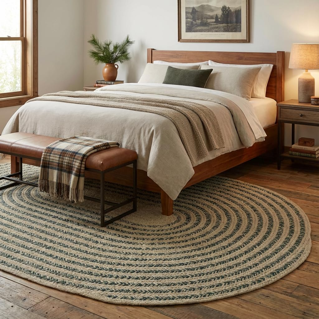 Raleigh Green Cotton Braided Rug 6' x 9' #shape_Oval