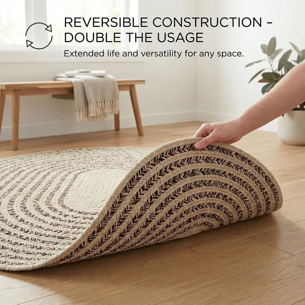 Raleigh Brown Cotton Braided Rug 2' X 3' #shape_Oval