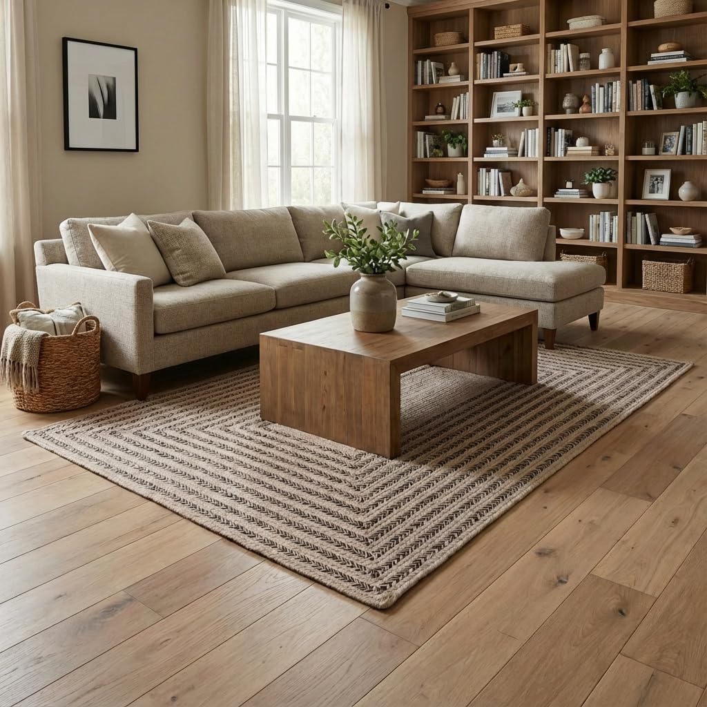 Raleigh Brown Cotton Braided Rug 6' x 9' #shape_Rectangle