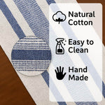 Ivory, Blue Table Runner Cotton Farmhouse Inspired