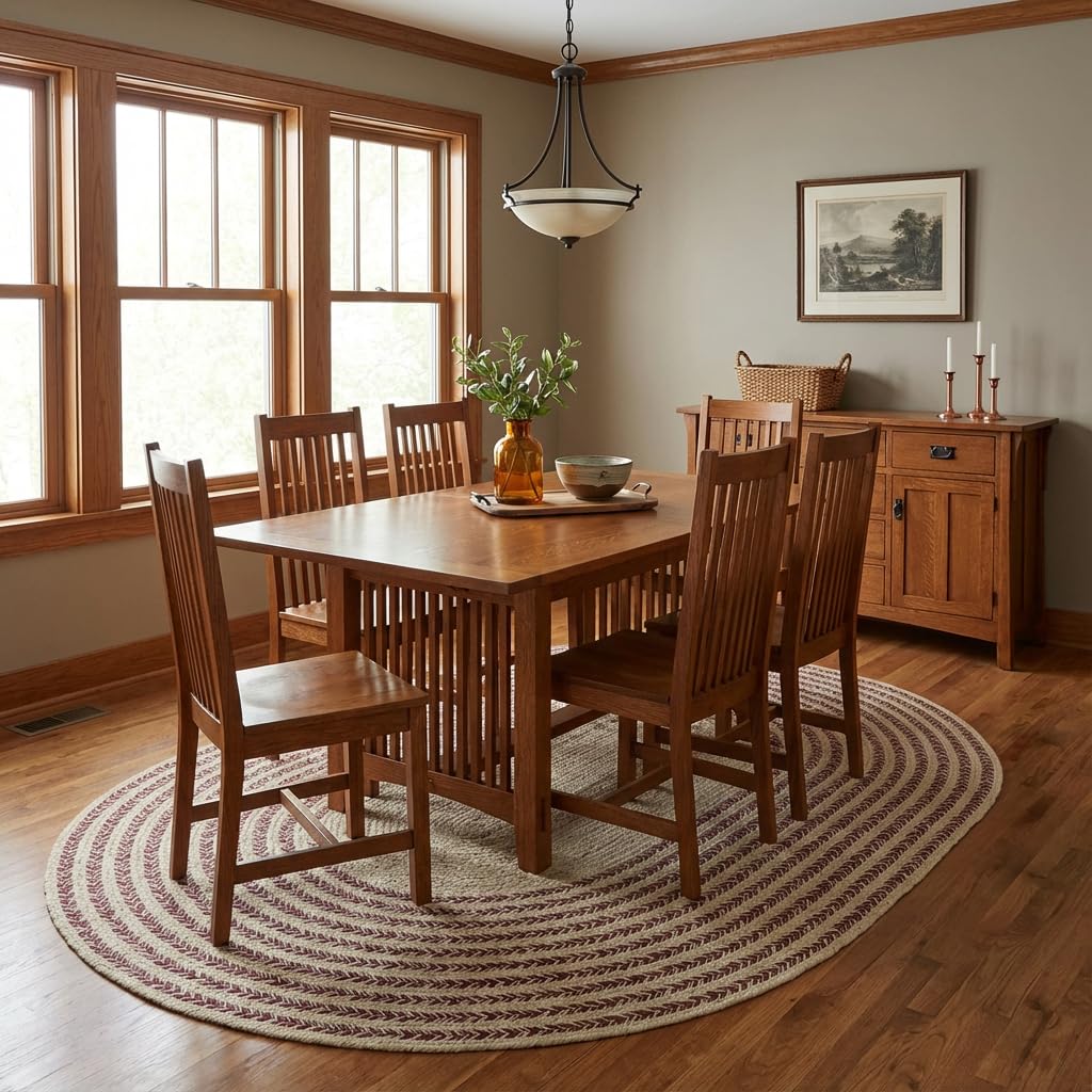 Raleigh Burgundy Cotton Braided Rug 5' x 7' #shape_Oval