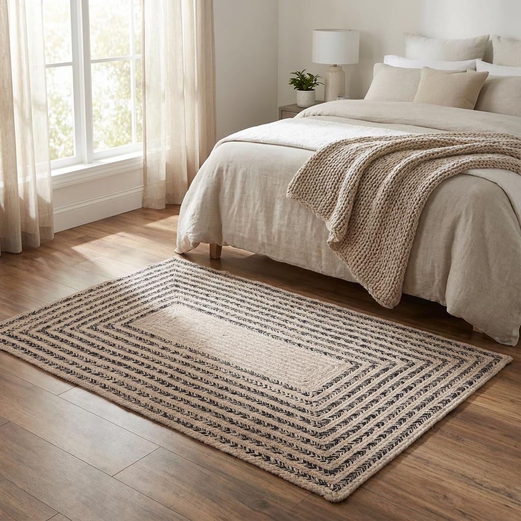 Raleigh Black Cotton Braided Rug 3' X 5' #shape_Rectangle