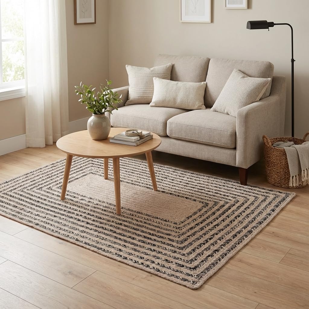 Raleigh Black Cotton Braided Rug 3' X 5' #shape_Rectangle