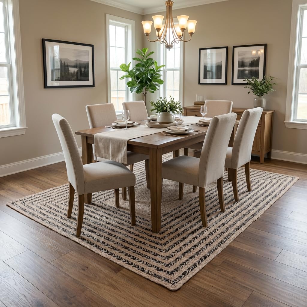 Raleigh Black Cotton Braided Rug 5' x 7' #shape_Rectangle