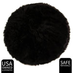 Black Serene Faux Fur Solid Fake Sheepskin Rug
