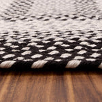 Black, Gray Braided Rug - Soft Cotton Bordered Area Rug for Rustic Farmhouses