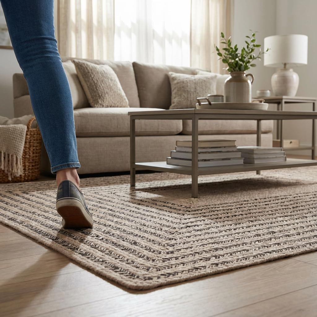 Raleigh Brown Cotton Braided Rug 6' x 9' #shape_Rectangle