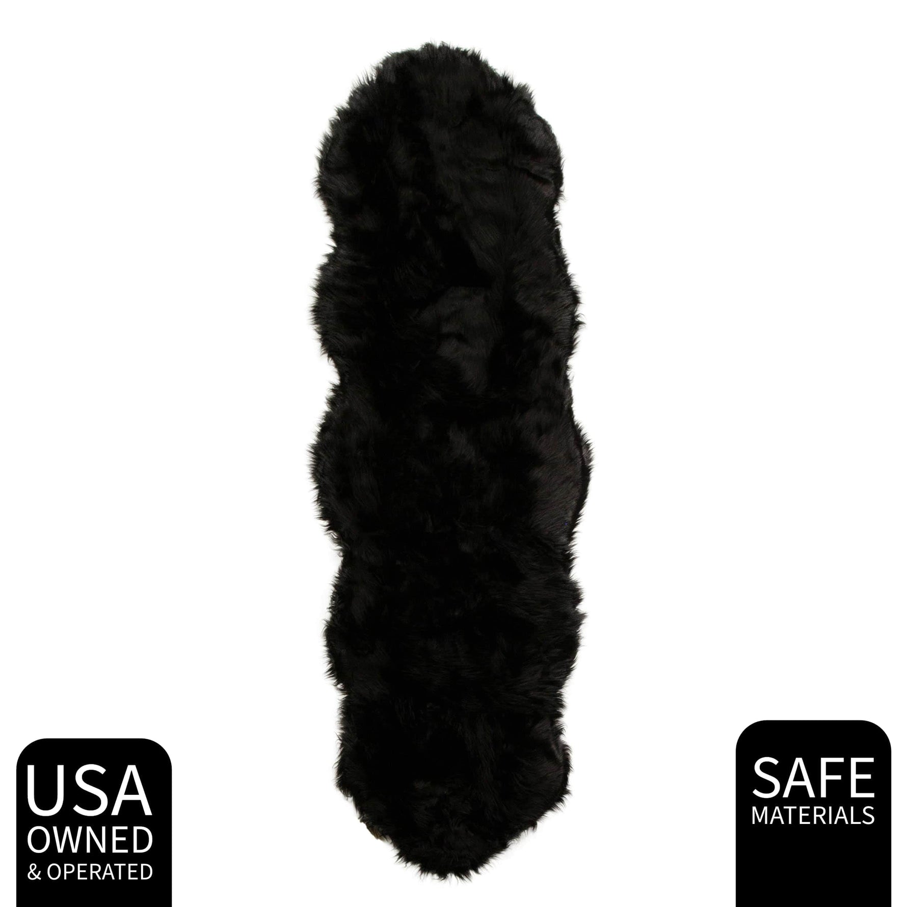 Black Serene Faux Fur Solid Fake Sheepskin Rug
