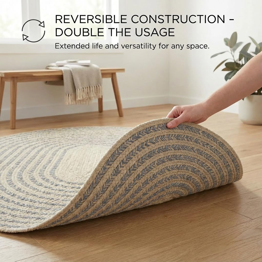Raleigh Charcoal Cotton Braided Rug 20" X 30" #shape_Oval