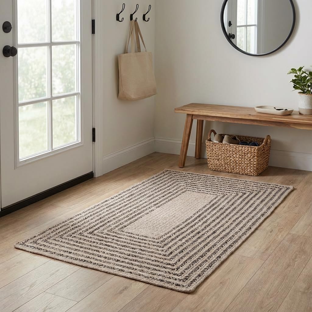Raleigh Brown Cotton Braided Rug 20" X 30" #shape_Rectangle