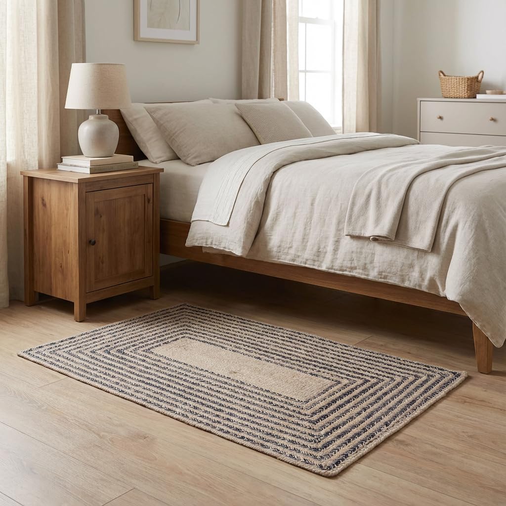 Raleigh Navy Cotton Braided Rug 2' X 4' #shape_Rectangle
