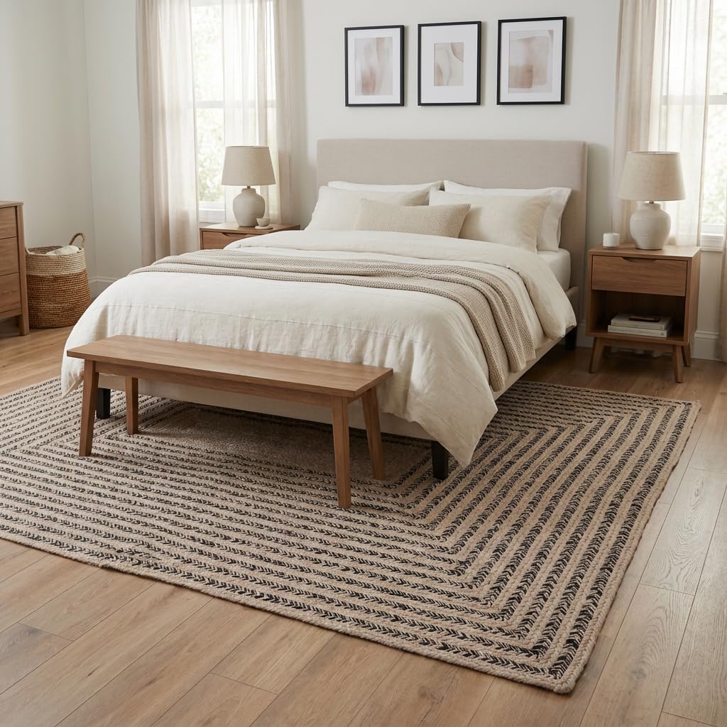 Raleigh Black Cotton Braided Rug 6' x 9' #shape_Rectangle