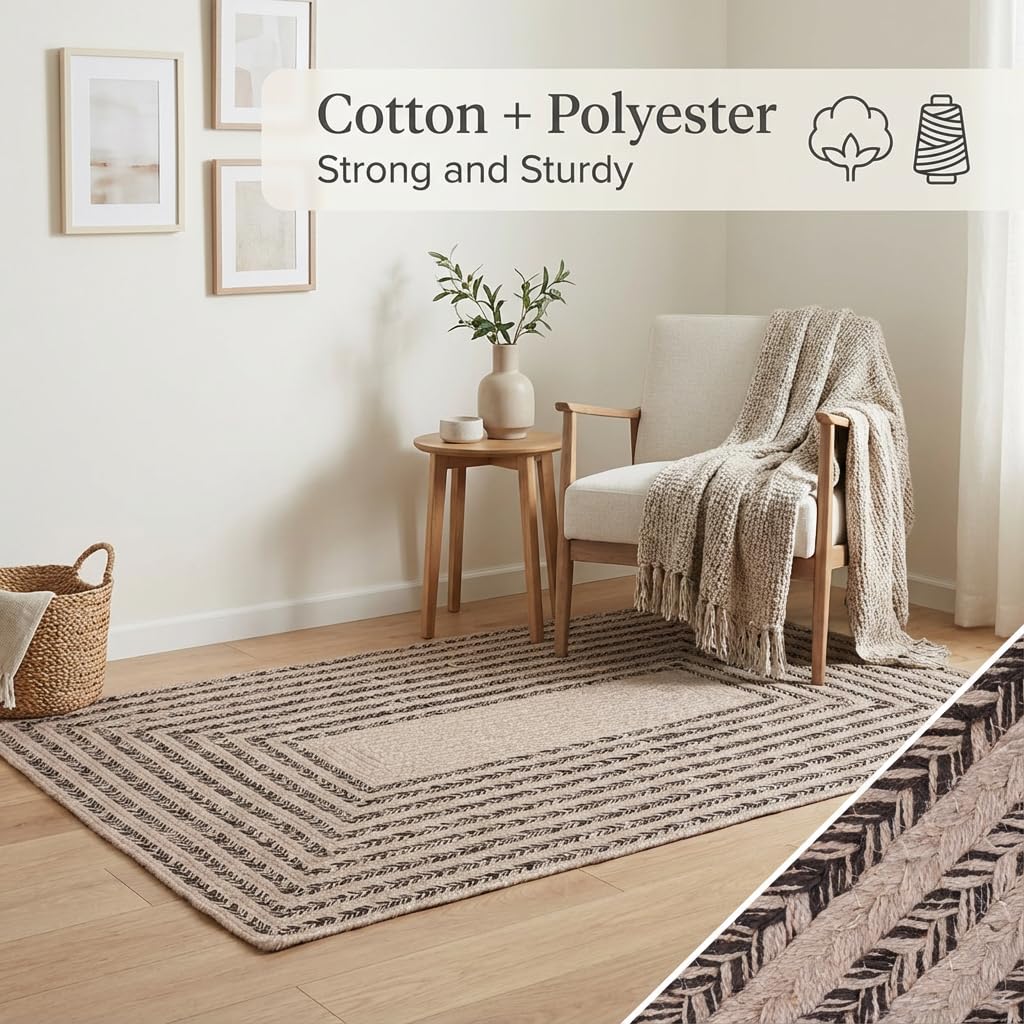 Raleigh Brown Cotton Braided Rug 20" X 30" #shape_Rectangle