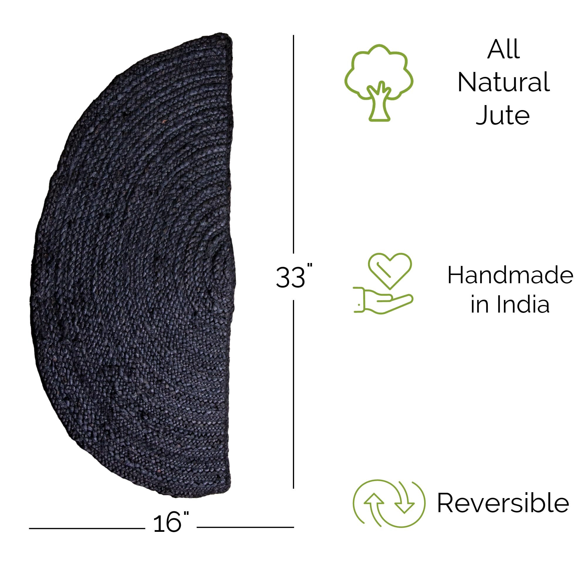 Black Jute Rug - Plant Based - Reversible Braided Eco-Friendly Rug