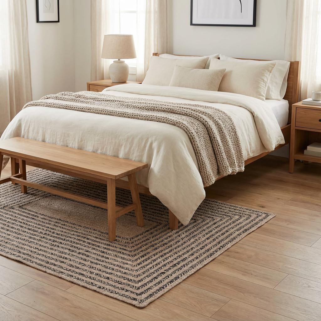 Raleigh Black Cotton Braided Rug 4' x 6' #shape_Rectangle
