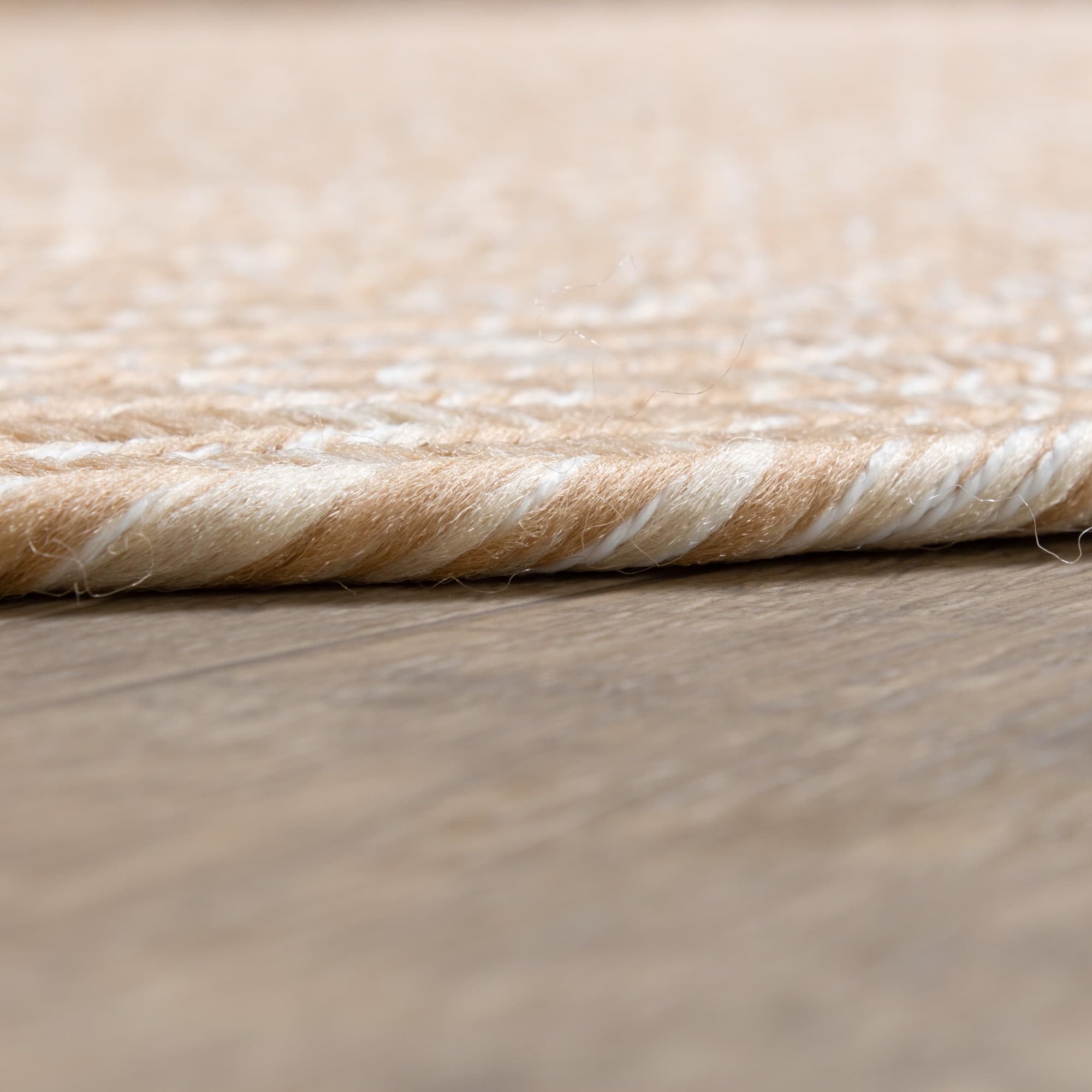 Beige, Brown Braided Rug - Reversible Solid Constrution - Indoor Outdoor & Kitchen Ready